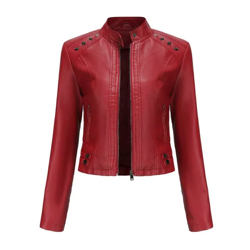 Studded Faux Leather Women Jacket