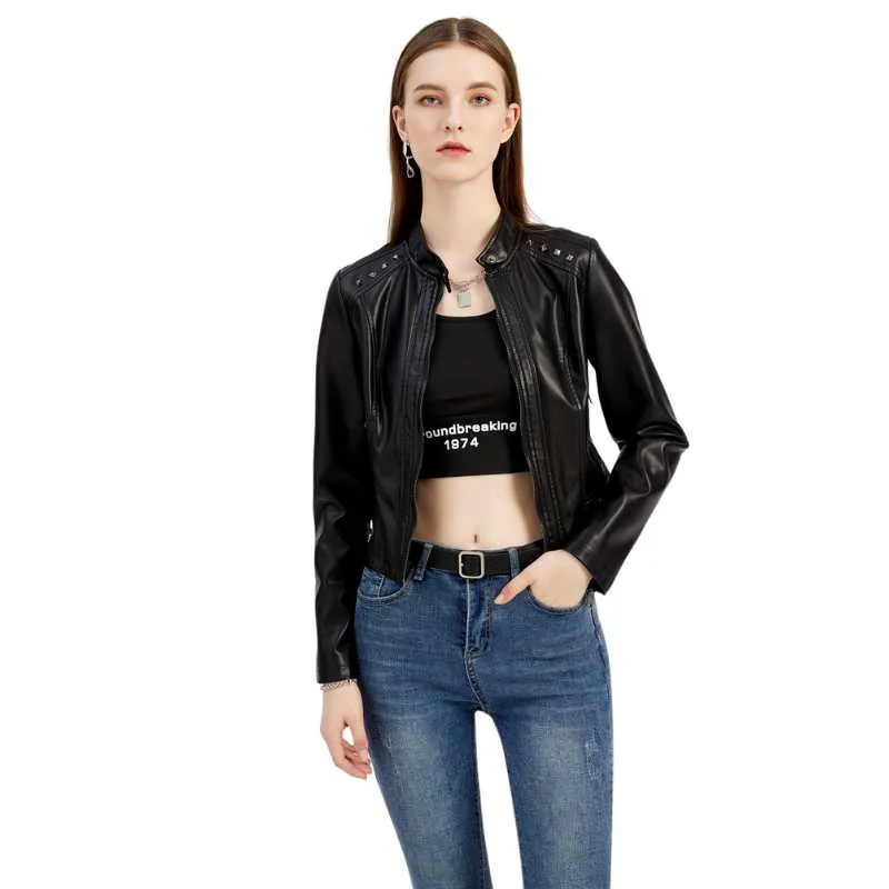 Studded Faux Leather Women Jacket