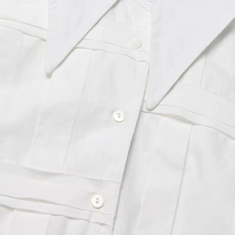 Stylish Braided Detail Pointed Collar Tie Back Button Down Shirt