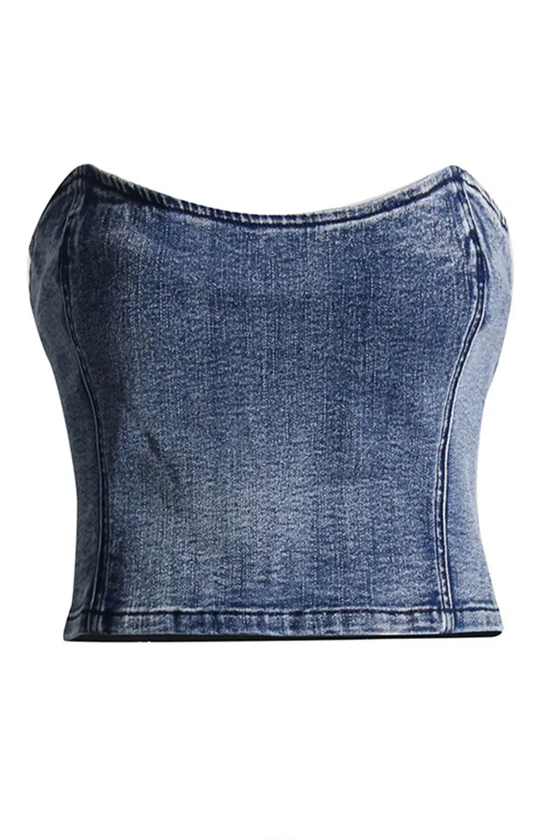 TF0412 Denim Bustier Top