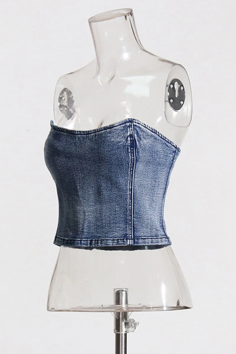 TF0412 Denim Bustier Top