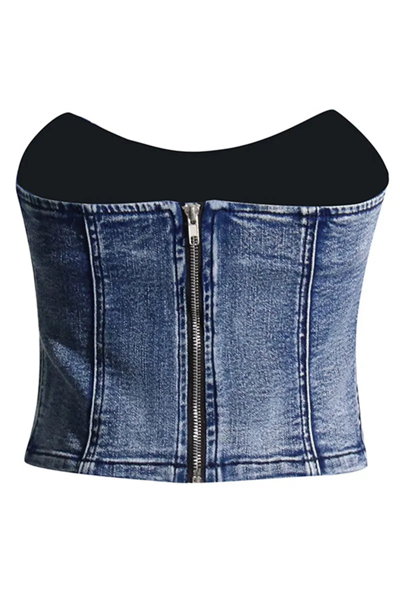 TF0412 Denim Bustier Top