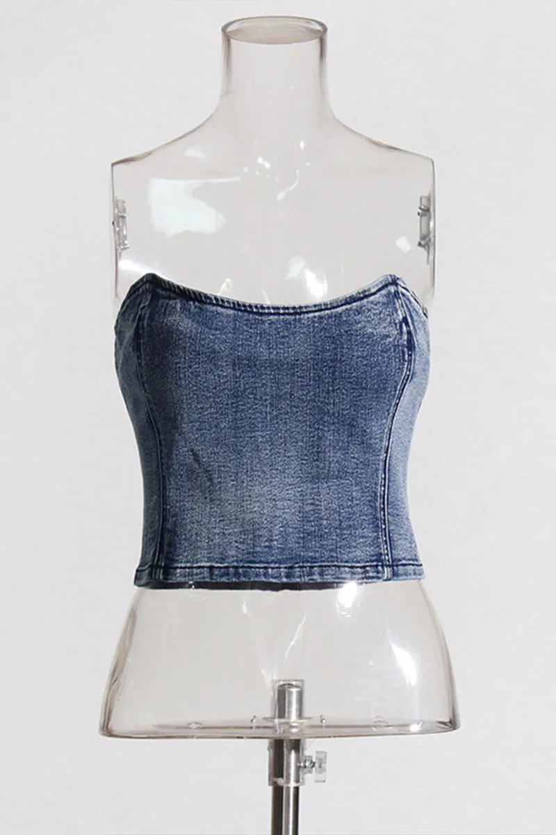 TF0412 Denim Bustier Top