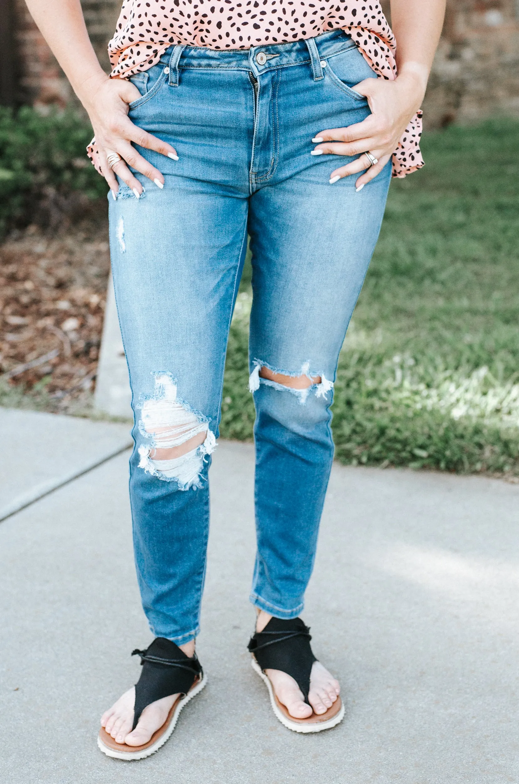 The Grace High Rise Distressed Medium Wash Jeans