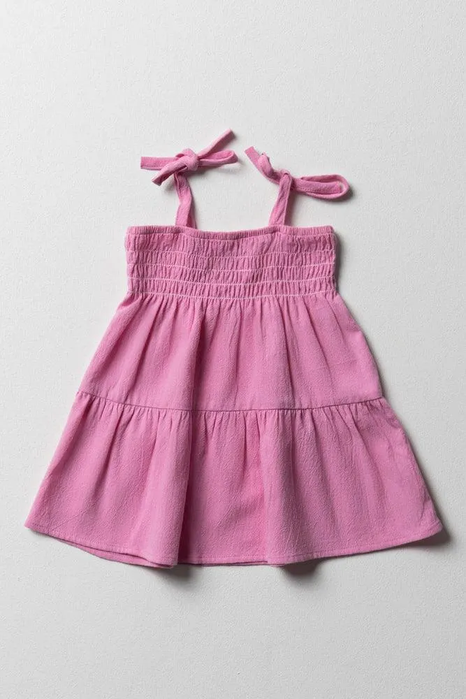 Tiered Strappy Dress Pink