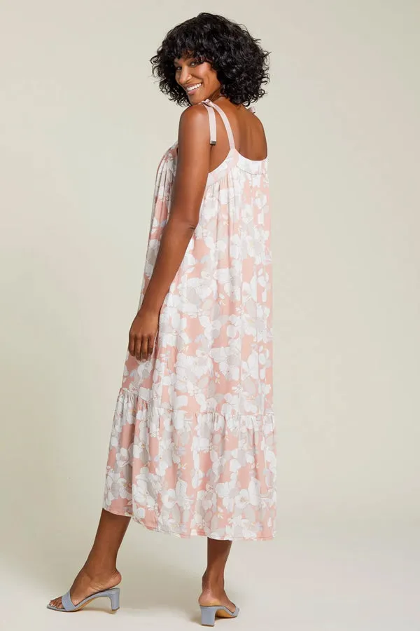 Tribal Floral Printed Tiered Maxi