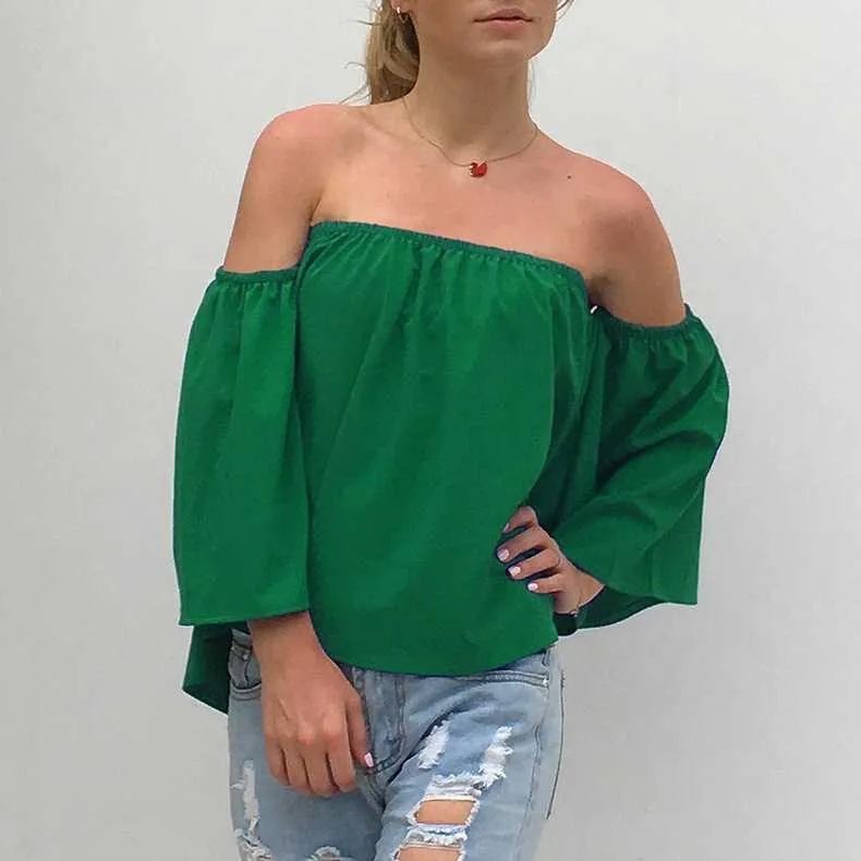 Tummy Hiding Oversized Off The Shoulder Tops Loose Blouse