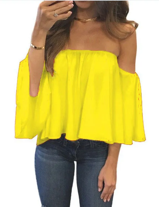 Tummy Hiding Oversized Off The Shoulder Tops Loose Blouse