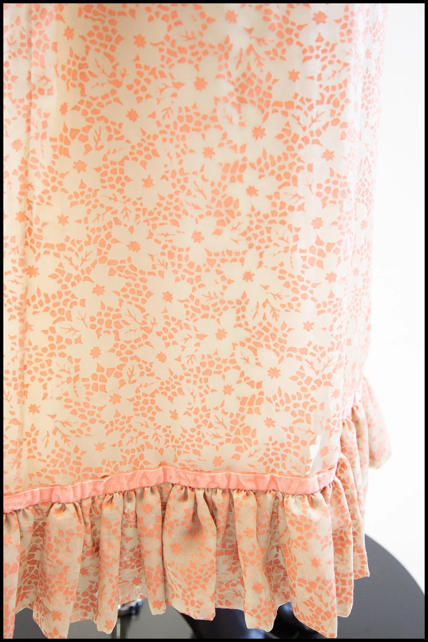 Vintage 1970s Peach Devore Maxi Dress