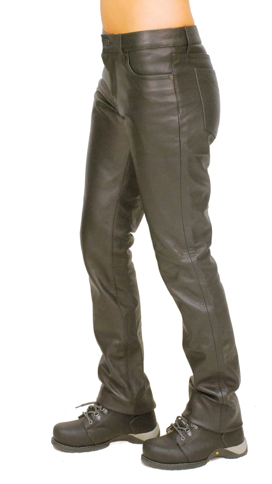 Women's Mid-Rise Premium Cowhide Leather Pants #LP711K