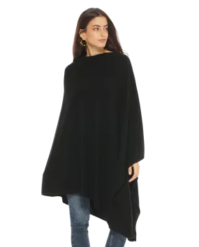 Women's Pure Cashmere Poncho Black