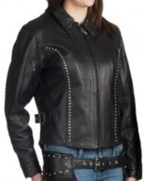 Women's Studded Black Leather Jacket 561.SD